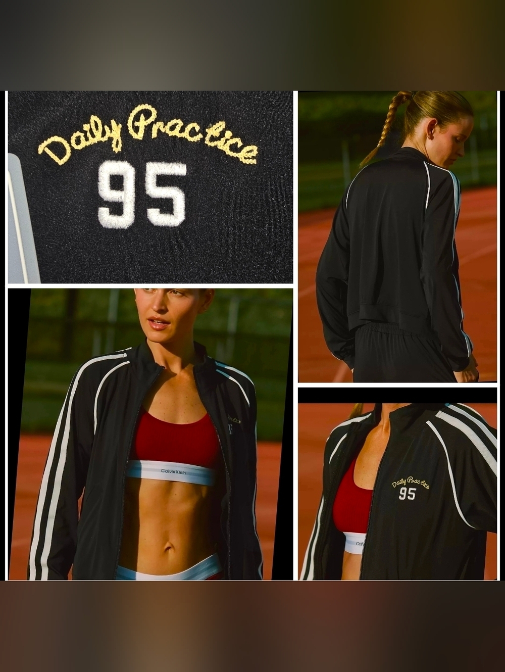 Anthropologie Daily Practice Zip-Up Track Jacket Black & White Medium NWT$138